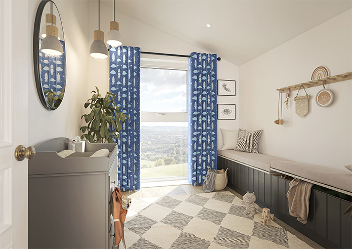 Blast Off, Celestial Blue - Made to Measure Curtains - Image 7